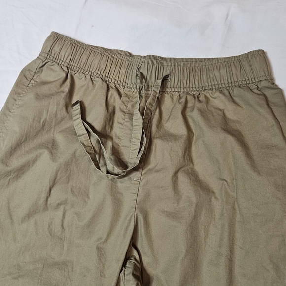 Zara Pull-On Women's Elastic Waist Drawstring Cropped Balloon Pants Khaki Small - Picture 3 of 7